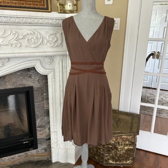 Vintage Fluid Taupe Silk Dress - Picture 1 of 5